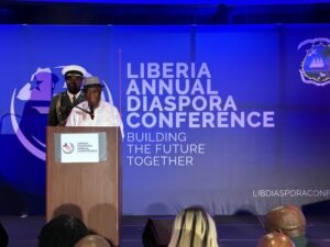 Boakai speaking at Diaspora Confab