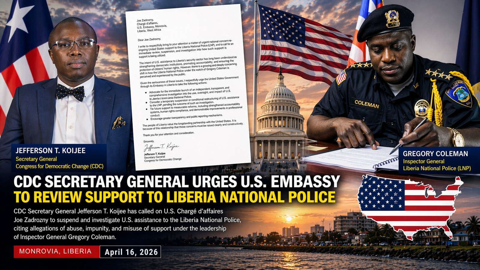 Koijee writes US Embassy in Liberia